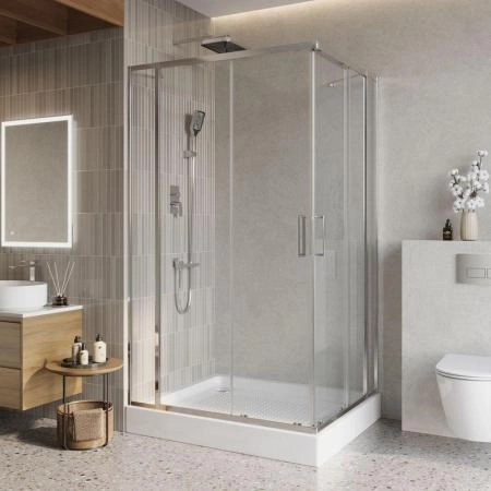 Душевой уголок BelBagno LUCE 140x115 прозрачное стекло 6 мм профиль хром LUCE-AH-22-140/115-C-Cr