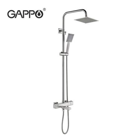 Душевая система Gappo G2499-40 термостат поворотный излив сатин верхний душ 30x30