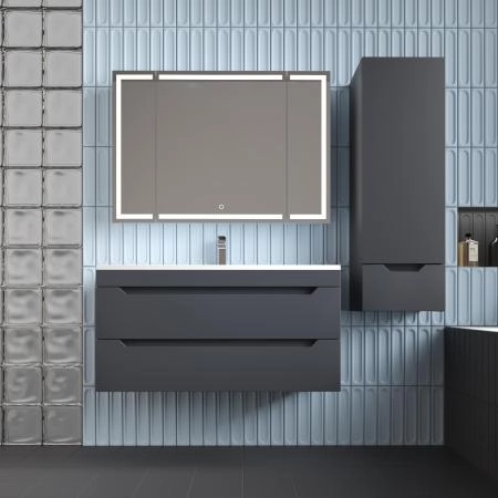 Тумба подвесная Style Line Остин под раковину Фортуна 100 2 ящ графит эмаль PLUS