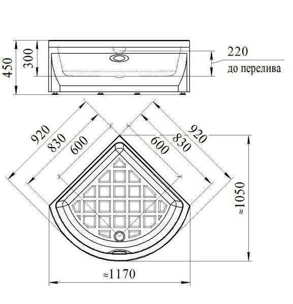 Высокий поддон к душевому углу Соул 1 90 (поддон на раме-подставке с устройством слива, фронтальная панель)