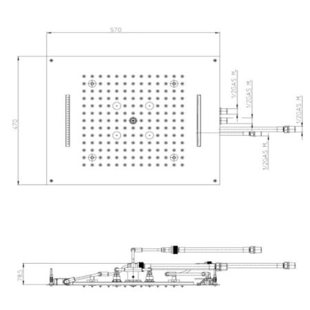 Верхний душ Bossini Dream H38905.030 570x470 мм, 4 режима, с RGB хромотерапией, хром