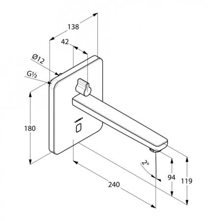 Смеситель скрытого монтажа Kludi Zenta E 3840005 для раковины, сенсорный
