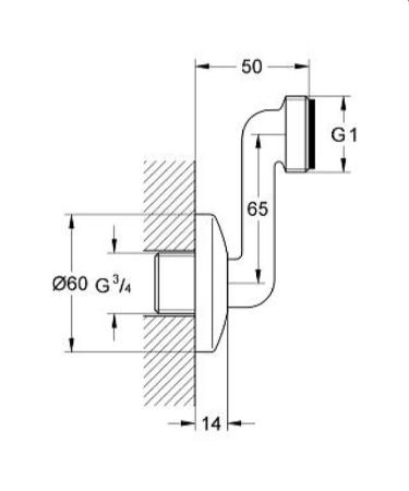 Grohe 12482000 S-образный эксцентрик, регулировка 65 мм