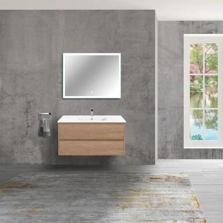 Тумба под раковину Vincea Gio 100 подвесная, 2 выкатных ящика soft-close, N.Oak