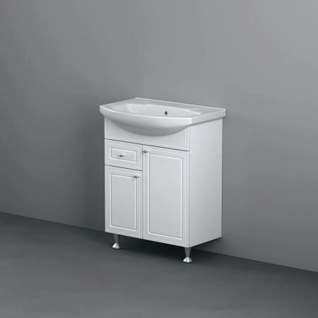 Тумба с раковиной напольная RedBlu by Damixa Palace One M41-FSX0653WG-WCC065 белый глянцевый