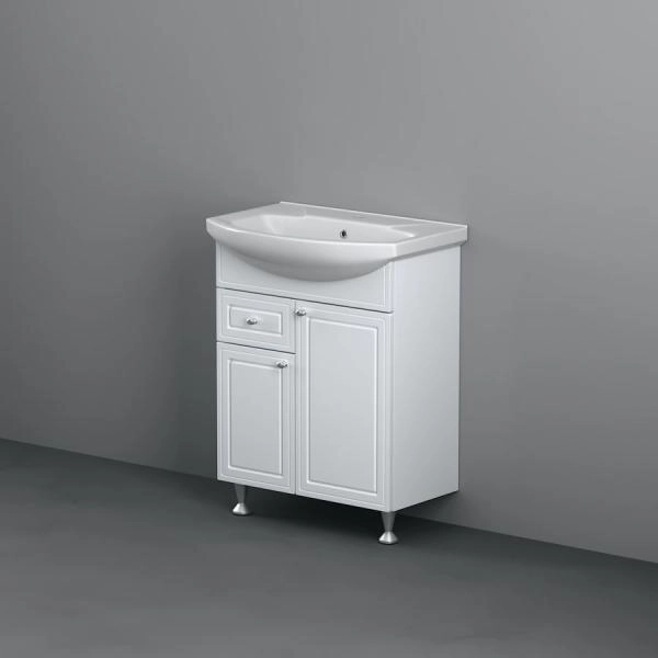 Тумба с раковиной напольная RedBlu by Damixa Palace One M41-FSX0653WG-WCC065 белый глянцевый