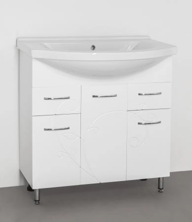 Тумба под раковину Style Line Эко Фьюжн 80 (2 ящ.) напольная с ящиками, белая