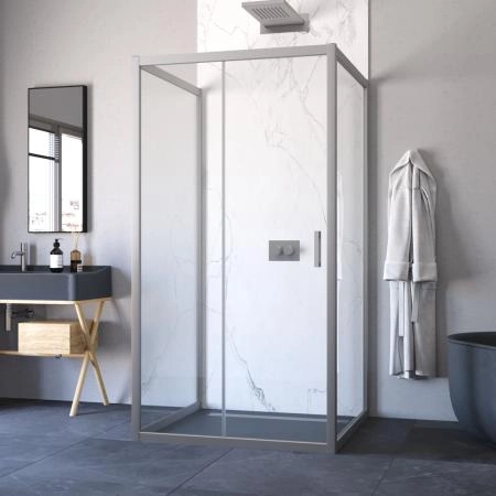 Душевое ограждение П-образное Vegas-glass ZP-U NOVO h2000 120*90 07 01, профиль матовый хром, стекло прозрачное