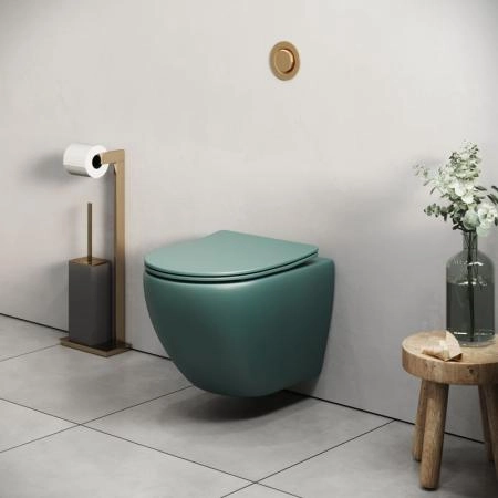 Унитаз Grossman GR-4455OLMS Color (485*360*375) ЗЕЛЕНЫЙ МАТОВЫЙ подвесной Безободковый с тонкой крышкой