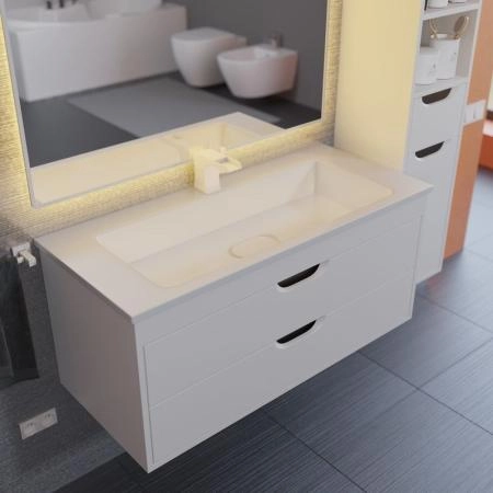 Тумба под раковину для ванной Uperwood Modul 100 см, подвесная, матовая, белая/графит