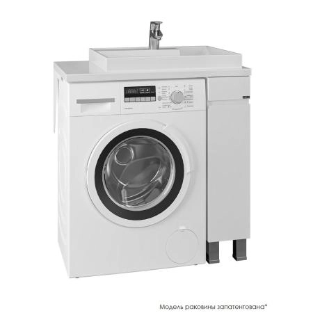 Тумба под раковину СаНта Марс 19 см, 900127, над стиральной машиной, 1 дверь, напольная, без ручек, белый (ум.Юпитер 80*50 литой мрамор)