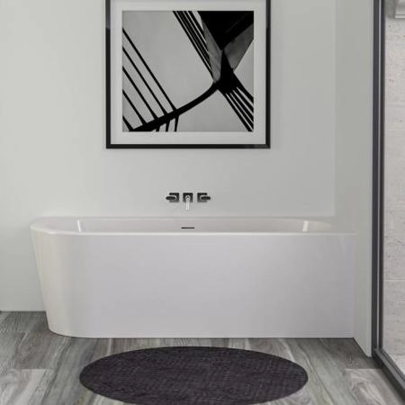 KNIEF Wall Corner L Ванна пристенная с монтажом в правый угол 180х80х60см, с щелевым переливом, со  слив-переливом, цвет: белый