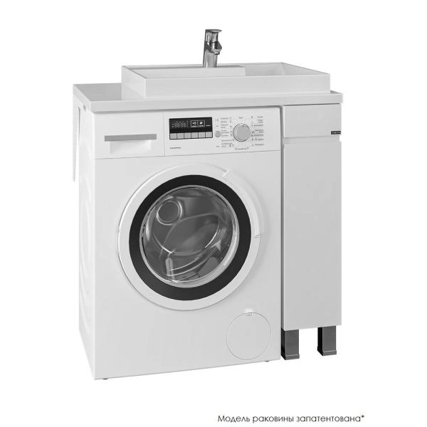 Тумба под раковину СаНта Марс 19 см, 900127, над стиральной машиной, 1 дверь, напольная, без ручек, белый (ум.Юпитер 80*50 литой мрамор)