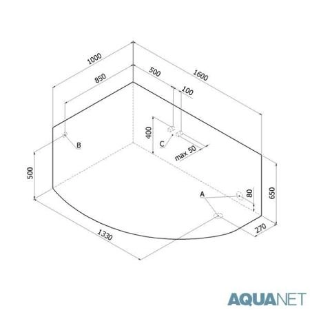Ванна Aquanet Jamaica 160x100 без гидромассажа левая