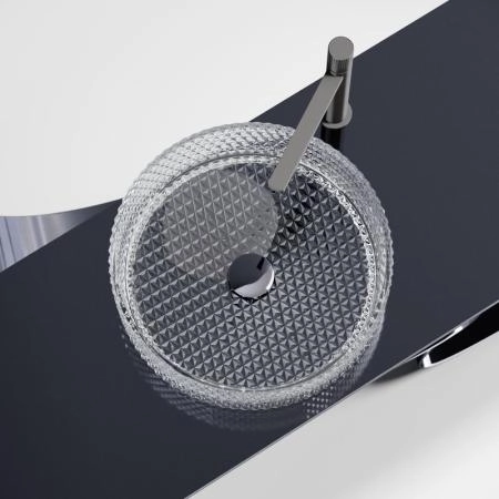 Умывальник чаша накладная круглая (прозрачная) Cristal 360x360x112мм