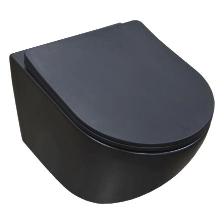Унитаз подвесной Azario Gloria 48х37х36 безободковый, чёрный матовый (AZ-2003MB)
