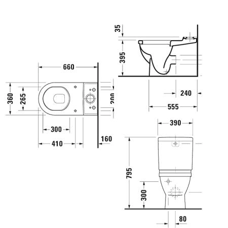 Duravit Starck 3 Унитаз моноблок приставной 65.5х36см., в комплекте с креплением, универсальный выпуск, цвет: белый