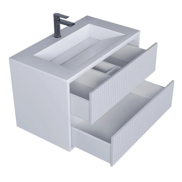 Тумба под раковину для ванной Uperwood Next Premium подвесная, 100 см, белая, 2 ящика