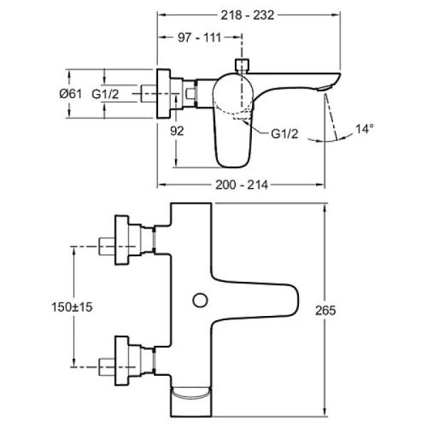 Смеситель Jacob Delafon ALEO E72282-CP для ванны хром