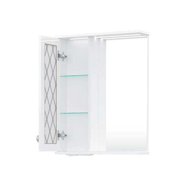 Зеркало-шкаф с LED подсветкой Volna Milena 55 левое белый глянец