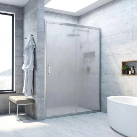 Душевая дверь Vegas-glass ZP NOVO h2000 160 07 10, профиль матовый хром, стекло сатин