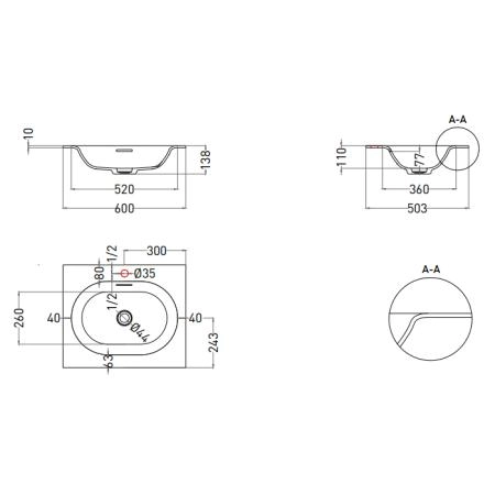 Salini Onda Flow Oval Essentials Раковина 60х50х14см., подвесная, 1 отв., цвет: белый матовый
