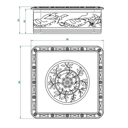 THG MARQUISE BLANC DECOR PLATINE Коробка для таблеток керамическая, квадратная 55х55 мм., настольная, декор платина, цвет: белый
