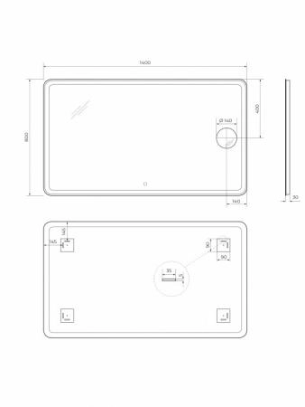 Зеркало Belbagno SPC-MAR-500-800-LED-BTN Led подсветка вкл/выкл 500x30x800
