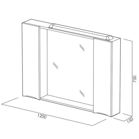 Шкаф Belbagno MARINO Bianco Lucido зеркальный подвесной с подсветкой MARINO-SPC-1200/750-2A-BL-P