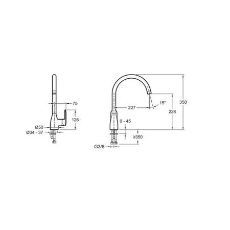 Смеситель Jacob Delafon KUMIN E99477-CP для кухни хром