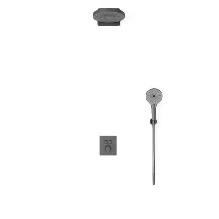 Душевой комплект Vincea Inspire VSFW-3I21T1GM встраиваемый, термостатический, 2 режима, вороненая сталь