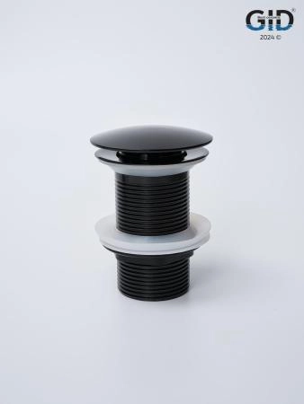 Металлический донный клапан Gid G-54BL без перелива черный глянцевый