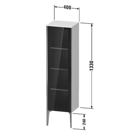 Duravit XViu Шкаф подвесной со стеклянной дверью 40x36x133см, (петли слева), корпус: белый глянцевый / фасад: чёрный матовый