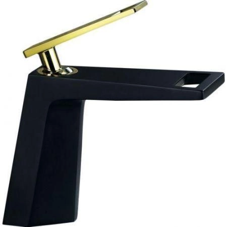 Смеситель на раковину Bronze de Luxe QUADRO (A919B) (чёрный/золото) черный