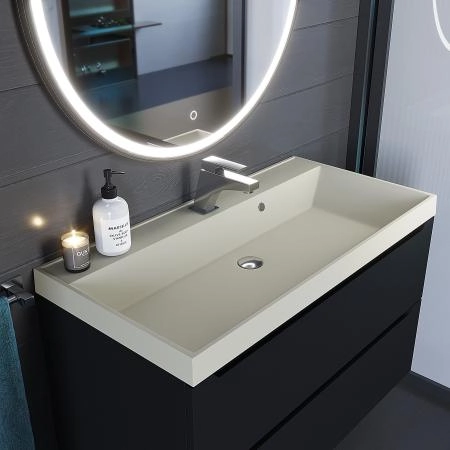 Раковина кварцевая Uperwood Classic Quartz 90 см, бежевая матовая, лён