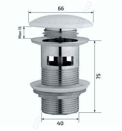 Донный клапан Gid  с переливом Blm100-1 74407K черный матовый 7x7x10