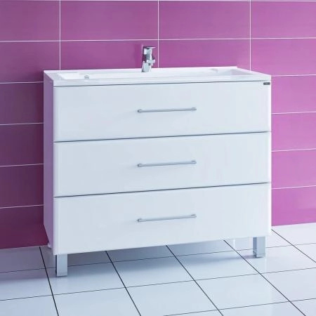 Тумба под раковину СаНта Омега 100 207017, цвет белый (ум. Elen 100 литой мрамор) напольная