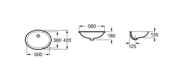 Раковина Roca Berna 327871001 встраиваемая снизу 560х420 мм