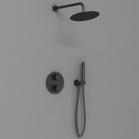Душевой комплект Vincea VSFW-101TMB термостатический встраиваемый, двухрежимный, черный