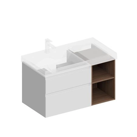 Тумба Kerama Marazzi CUBO КУБО CUB.90.2Lh\WHTM.N левая подвесная с ящиками 90, белая матовая-древесная