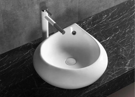 Раковина Cerutti SPA CR045E накладная, белая, форма капли, с переливом 475х470х180