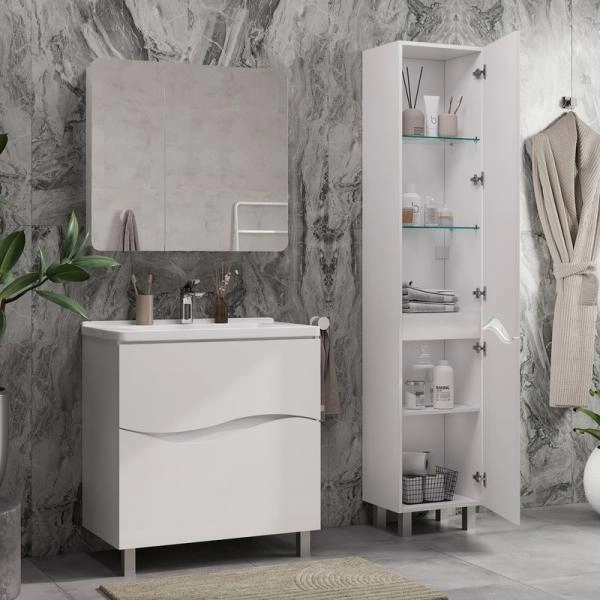 Пенал для ванной напольный Volna 40 белый глянец