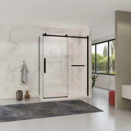 Душевой уголок Vincea Como Soft VSR-1CS8014CLB, 1400*800, черный, стекло прозрачное