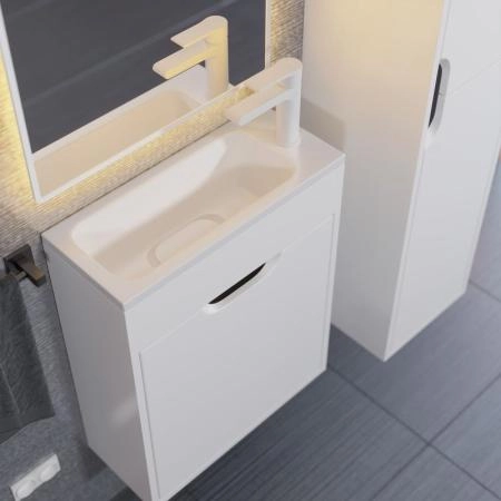 Тумба под раковину для ванной Uperwood Modul 50 см, подвесная, матовая, белая/графит