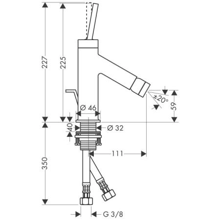 Axor Starck 10211000 Cмеситель для биде однорычажный со сливным гарнитуром