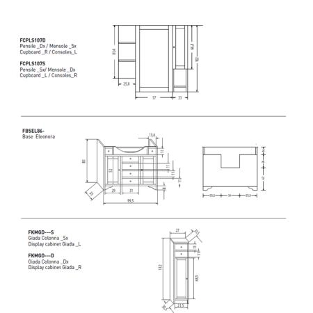 EBAN Eleonora Modular  Комплект мебели 107 см (пенал слева), напольный, цвет: noce