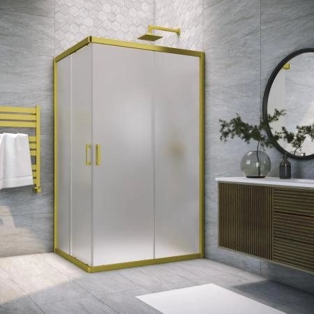 Душевой уголок Vegas-glass ZA-F NOVO h2000 90*70 03 10, профиль золото матовое, стекло сатин