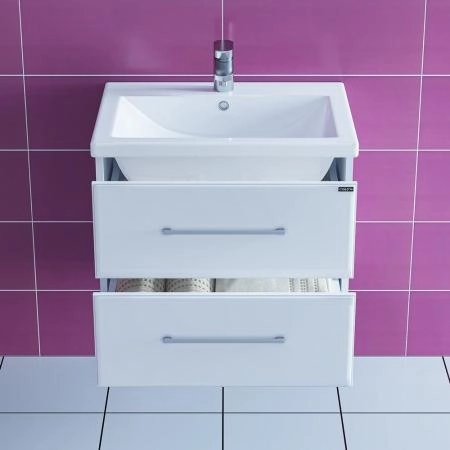 Тумба под раковину СаНта Омега 60 207045, подвесная, цвет белый (ум.Фостер60)