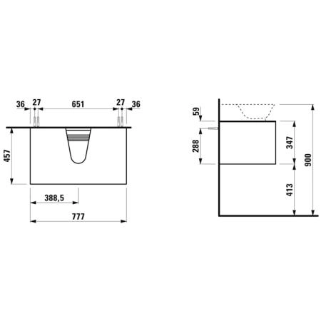 Laufen New Classic Тумба с раковиной,  77.5x45.5x34.5см, 1 ящиком, подвесная, цвет: белый глянцевый (для раковины 816852)