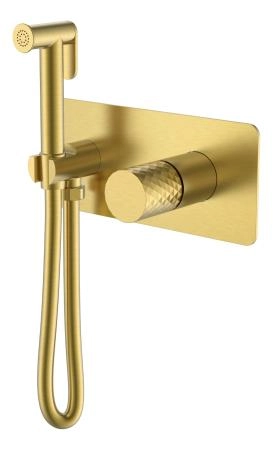 Смеситель гигиенический Boheme STICK Mat Gold c ручкой DIAMOND 127-MG